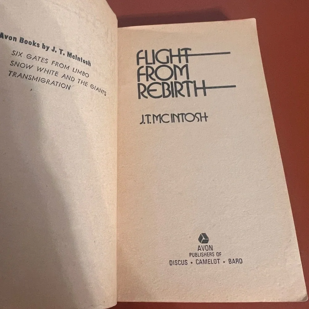 Flight From Rebirth J.T. McIntosh 1971 First Avon Printing Sci-Fi Paperback